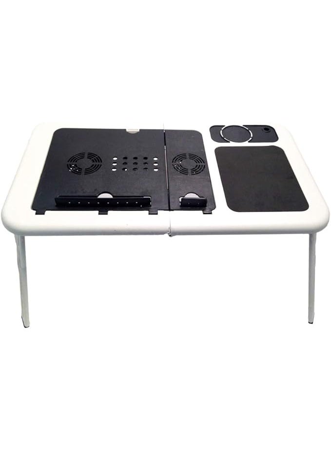 Adjustable laptop table with cooling fan – a comfortable and portable stand for use at home, in the office, or in bed. - Image 2